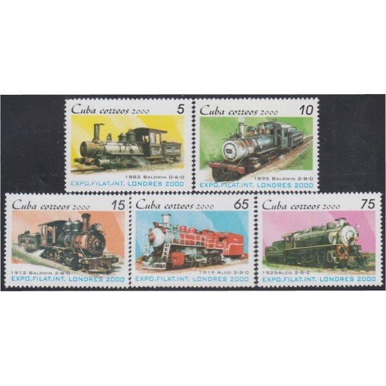 Cuba 3863/67 2000 Exposición Filatélica Internacional en Londres Trenes MNH Cuba 3863/67 2000 Exposición Filatélica Internacional en Londres Trenes MNH