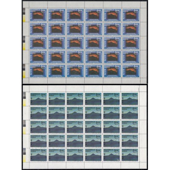 Upaep Guatemala 838 A/B 1990 Hojas Completas Volcán Pacaya Lago de Atitlán MNH