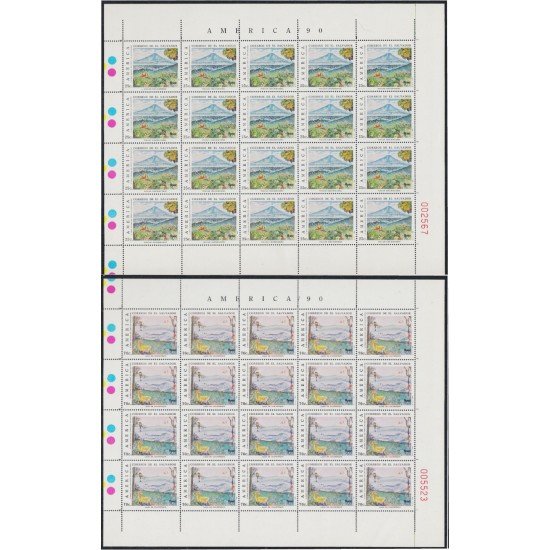 Upaep El Salvador 1087/88 1990 Hojas Completas Volcán Chicontepec MNH Upaep El Salvador 1087/88 1990 Hojas Completas Volcán Chicontepec MNH