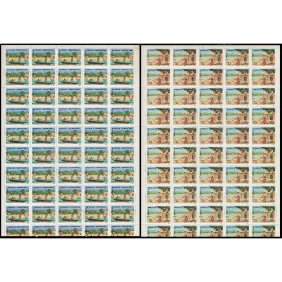 Upaep República Dominicana 1084 A y B Hojas Completas 1990 Canoa Taíno MNH Upaep República Dominicana 1084 A y B Hojas Completas 1990 Canoa Taíno MNH