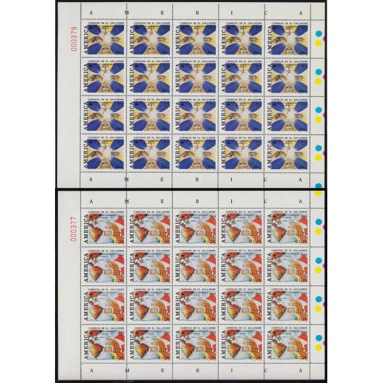 Upaep El Salvador 1160/61 1992 Hojas Completas Objetos precolombinos Mapa americano MNH Upaep El Salvador 1160/61 1992 Hojas Completas Objetos precolombinos Mapa americano MNH
