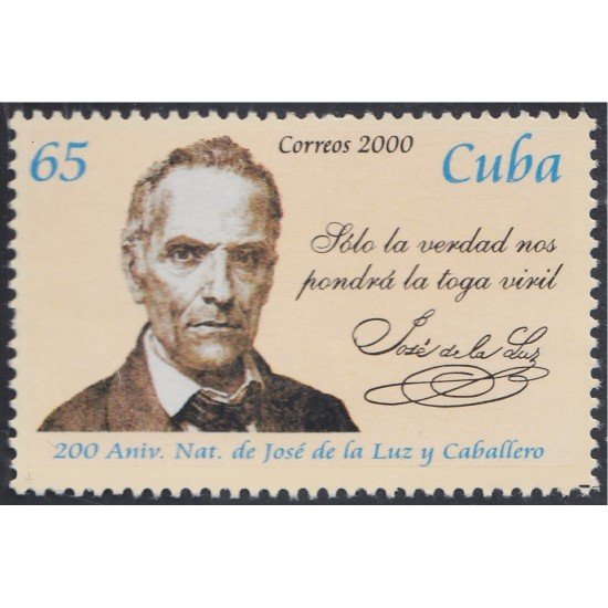 Cuba 3874 2000 200 Años del nacimiento de Jose de la Luz y caballero. Fundador del Colegio Salvador MNH Cuba 3874 2000 200 Años del nacimiento de Jose de la Luz y caballero. Fundador del Colegio Salvador MNH