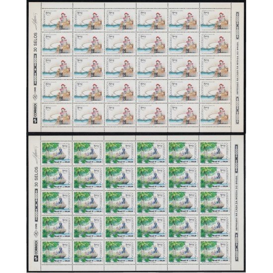 Upaep Brasil 2038/39 1991 Hojas completas Magallanes y Orellana MNH Upaep Brasil 2038/39 1991 Hojas completas Magallanes y Orellana MNH
