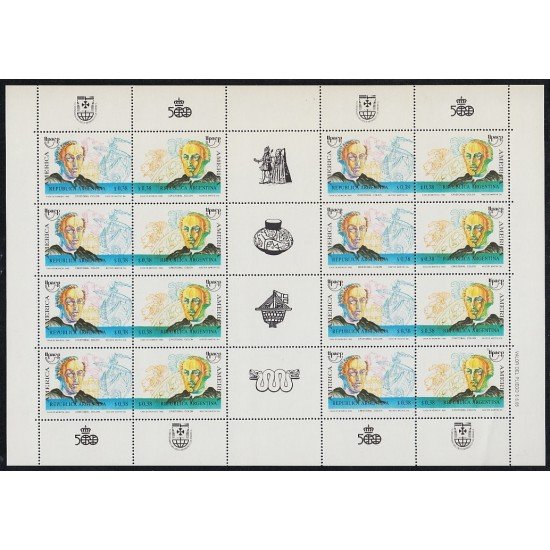 Upaep Argentina 1798/99 1992 Hojas Completas Colón Columbus castillo carabela escultura precolombina MNH Upaep Argentina 1798/99 1992 Hojas Completas Colón Columbus castillo carabela escultura precolombina MNH