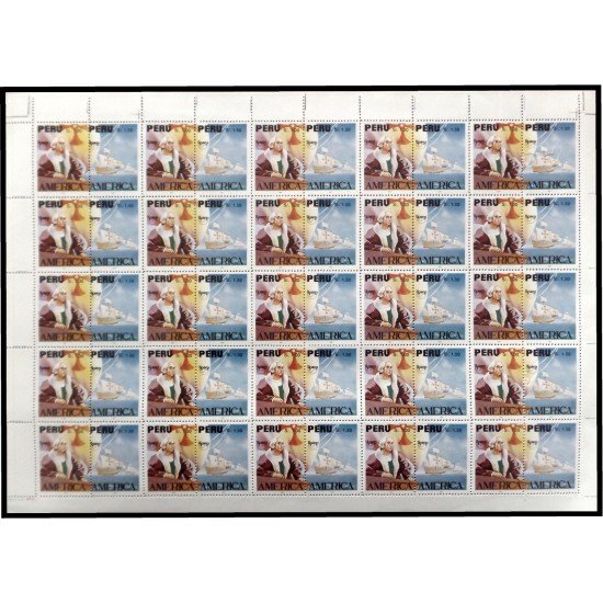 Upaep Perú s/n 1992 Hojas Completas Colon Columbus carabelas Niña Pinta y Sta María MNH