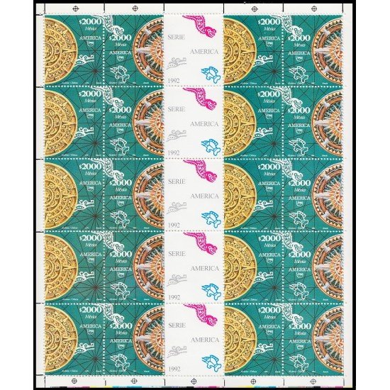 Upaep México 2318/19 1992 Hojas Completas Calendario Azteca Rosa de los Vientos MNH Upaep México 2318/19 1992 Hojas Completas Calendario Azteca Rosa de los Vientos MNH