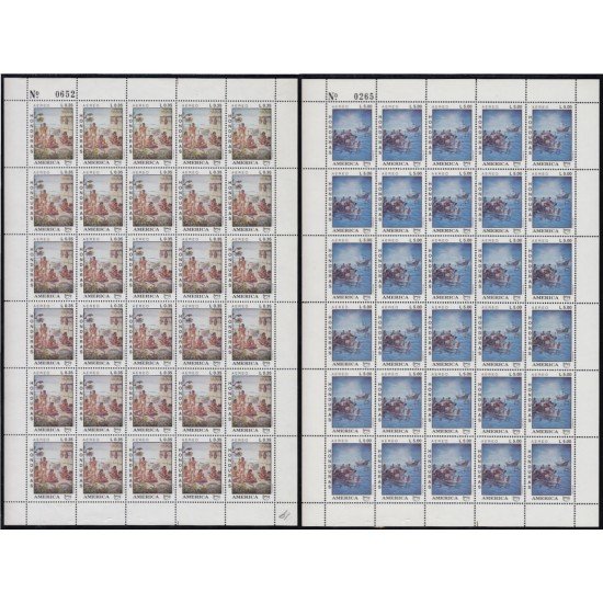 Upaep Honduras 799J/799K 1992 Hojas Completas Indios y Carabelas MNH Upaep Honduras 799J/799K 1992 Hojas Completas Indios y Carabelas MNH