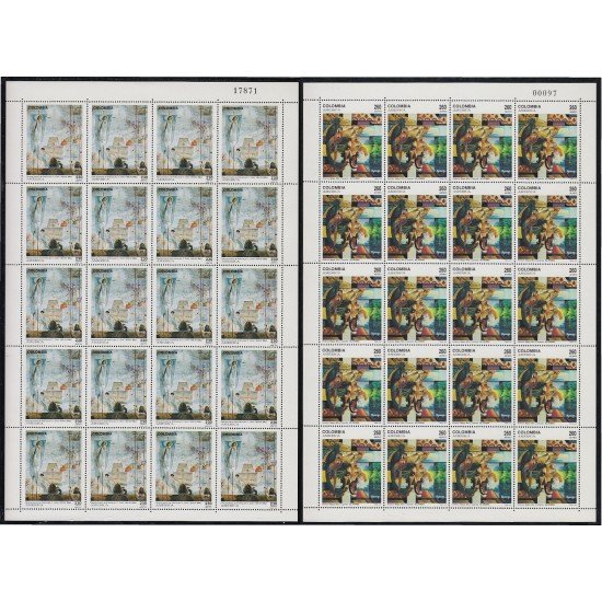 Upaep Colombia 851/52 1992 Hojas Completas Pinturas de Salvador Dalí y Alfredo Vívero MNH Upaep Colombia 851/52 1992 Hojas Completas Pinturas de Salvador Dalí y Alfredo Vívero MNH