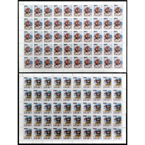 Upaep Perú s/n 1993 Hojas Completas Tapirus Lontra fauna MNH Upaep Perú s/n 1993 Hojas Completas Tapirus Lontra fauna MNH