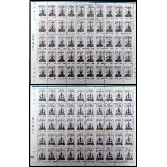 Upaep Chile 1598/99 2001 Hojas Completas Iglesia de Quinchao y de Tenaun MNH Upaep Chile 1598/99 2001 Hojas Completas Iglesia de Quinchao y de Tenaun MNH