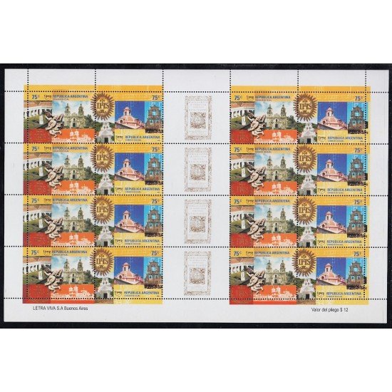 Upaep Argentina 2260/61 2001 Hojas Completas Capilla de Santa Catalina y de la Candelaria MNH Upaep Argentina 2260/61 2001 Hojas Completas Capilla de Santa Catalina y de la Candelaria MNH