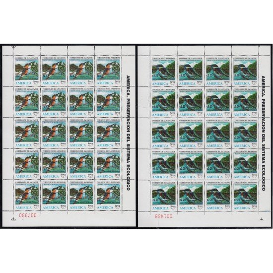 Upaep El Salvador 1240/41 1995 Hojas completas Chloroceryle aenea y americana MNH Upaep El Salvador 1240/41 1995 Hojas completas Chloroceryle aenea y americana MNH