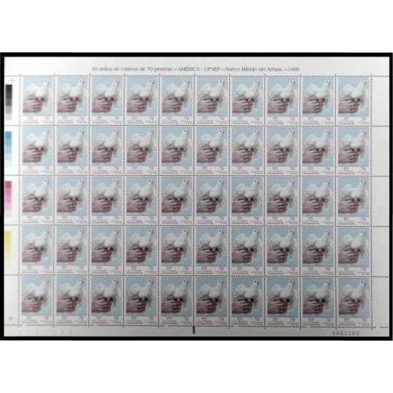 Upaep España 2344 1999 Hojas completas Paloma sobre una mano MNH Upaep España 2344 1999 Hojas completas Paloma sobre una mano MNH
