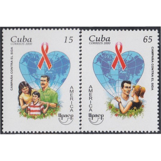 Cuba 3902/03 2000 Serie América UPAEP Lucha contra el SIDA MNH