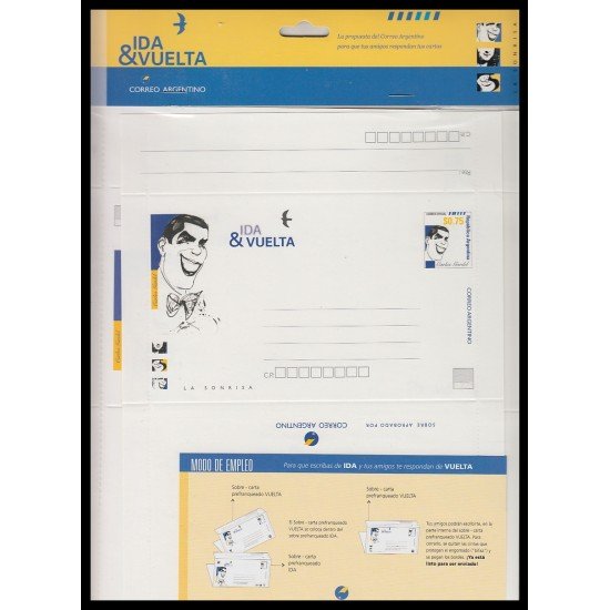 Argentina Aerogramas Carlos Gardel con sello impreso Argentina Aerogramas Carlos Gardel con sello impreso