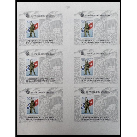 Uruguay HB 40 1991 Bl.6 700 Aniversario de la Confederación Suiza MNH Uruguay HB 40 1991 Bl.6 700 Aniversario de la Confederación Suiza MNH