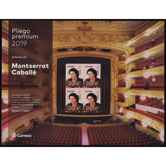 España Pliego Premium 77 2019 Montserrat Caballé Tarifa A MNH España Pliego Premium 77 2019 Montserrat Caballé Tarifa A MNH