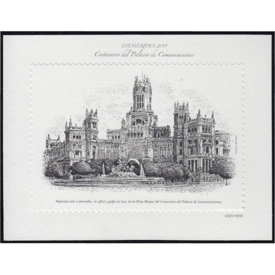 España Spain Grabado Efemérides 2019 Centenario del Palacio de Comunicaciones España Spain Grabado Efemérides 2019 Centenario del Palacio de Comunicaciones