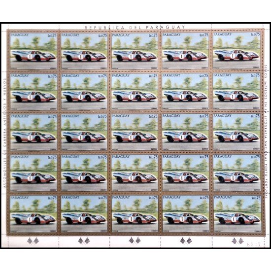 Paraguay 1224 1972 Minihojita Coches de carreras MNH Paraguay 1224 1972 Minihojita Coches de carreras MNH