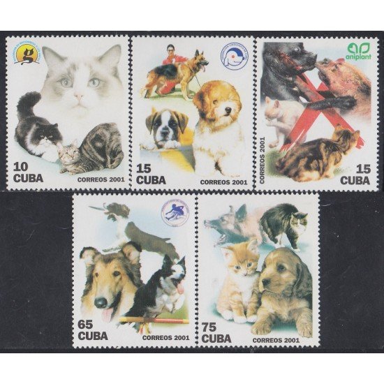 Cuba 3927/31 2001 Fauna Gatos y Perros MNH Cuba 3927/31 2001 Fauna Gatos y Perros MNH