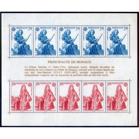 Monaco HB 30 1985 Europa Año europeo de la Música MH Monaco HB 30 1985 Europa Año europeo de la Música MH