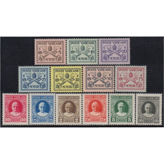 Vaticano 26/38 1929 Escudos pontificios y Pio XI MH