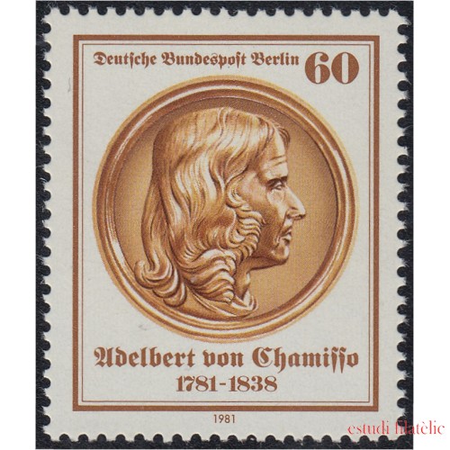 Alemania Berlín 599 1981 Poeta y Naturalista Adelbert von Chamisso  Medalla MNH 