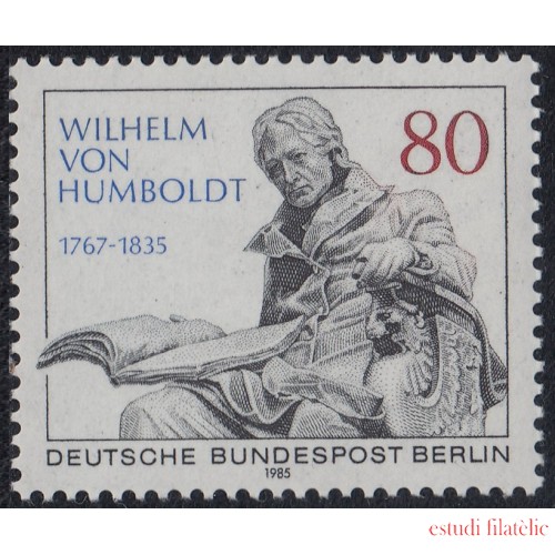 Alemania Berlín 694 1985 Wilhelm von Humboldt Estatua del estadista MNH 