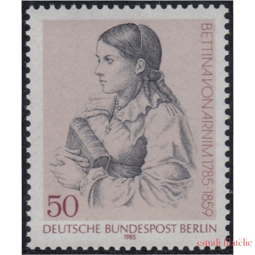 Alemania Berlín 693 1985 Bicentenario del nacimiento Bettina von Arnim MNH 