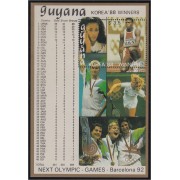 Guyana HB 66 1991 Preludio juegos olímpicos de Barcelona Medallas de oro juegos precedentes MNH