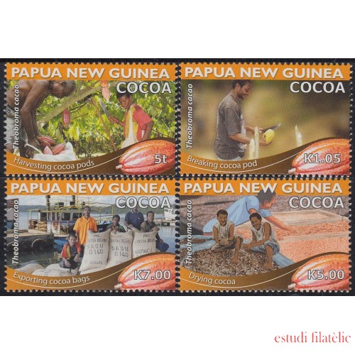 Papúa y New Guinea 1439/42 2011 Flora Cacao Producción MNH