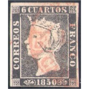 España Spain 1 1850 Isabel II Usado Matasello rojo