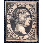 España Spain 6 1851 Isabel II Matasello lavado