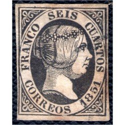 España Spain 6 1851 Isabel II Matasello lavado España Spain 6 1851 Isabel II Matasello lavado