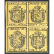 España Spain 28 Bl.4 1854 Escudo MNH