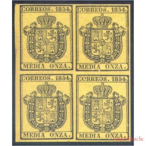España Spain 28 Bl.4 1854 Escudo MNH