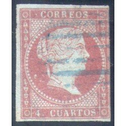 España Spain 40 1855 Isabel II matasello parrilla azul España Spain 40 1855 Isabel II matasello parrilla azul