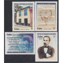 Cuba 4066/69 2003 150 Años del nacimiento de Jose Marti, patriota y escritor MNH Cuba 4066/69 2003 150 Años del nacimiento de Jose Marti, patriota y escritor MNH
