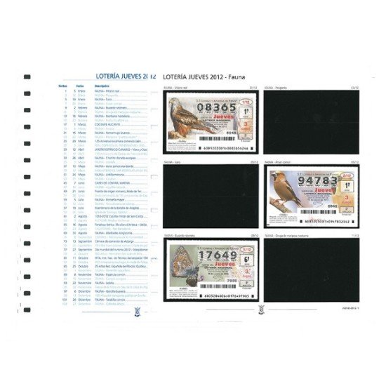 España Spain Lotería Suplemento 2012 JUEVES España Spain Lotería Suplemento 2012 JUEVES