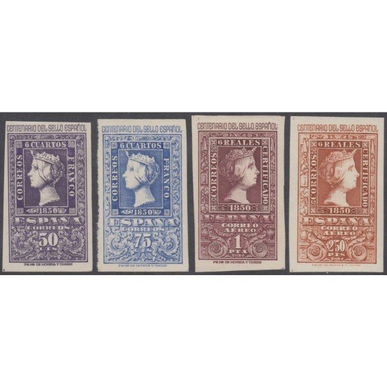 España Spain 1075/76 + 1079/80 ( 1075/82 ) 1950 Centenario Serie Corta MH