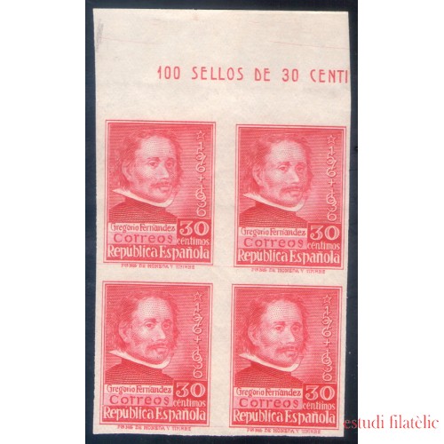 España Spain 726s Bl.4 1937 Gregorio Fernández MNH