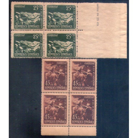España Spain 787/88 Bl.4 1938 43 División MNH España Spain 787/88 Bl.4 1938 43 División MNH