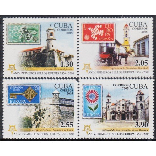 Cuba 4275A/78A 2005 50 Años de la primera Emisión de los sellos del Tema Europa MNH Cuba 4275A/78A 2005 50 Años de la primera Emisión de los sellos del Tema Europa MNH
