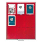 Lindner 2219 Bandeja 63 x 85 mm con 9 compartimentos rectangulares cápsulas para monedas US originales