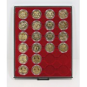 Lindner 2624 Bandeja 41 mm para monedas con 24 huecos redondos en cápsulas