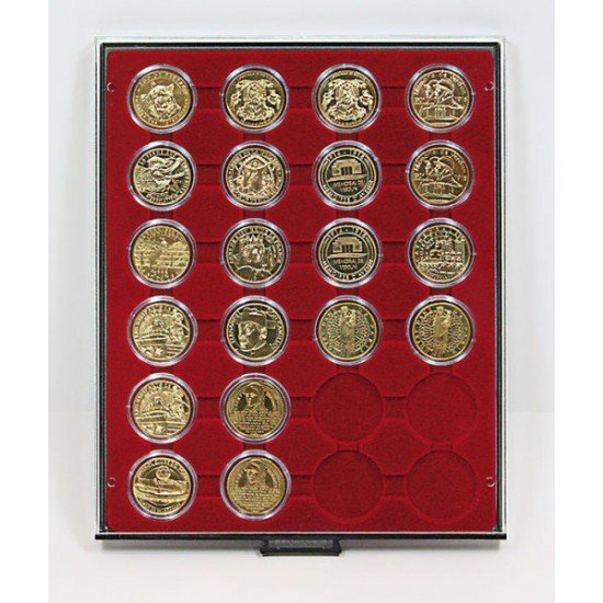 Lindner 2624 Bandeja 41 mm para monedas con 24 huecos redondos en cápsulas Lindner 2624 Bandeja 41 mm para monedas con 24 huecos redondos en cápsulas
