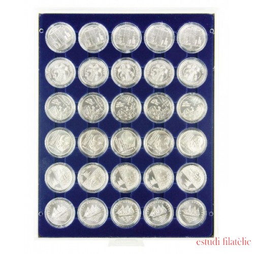 Lindner 2226M Bandeja 39,5 mm para monedas con 30 huecos redondos en cápsulas