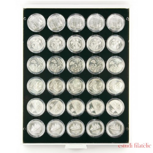 Lindner 2537C Bandeja 37 mm para monedas con 30 huecos redondos en cápsulas