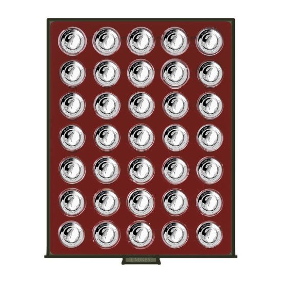 Lindner 2625 Bandeja 36 mm para monedas con 35 huecos redondos en cápsulas Lindner 2625 Bandeja 36 mm para monedas con 35 huecos redondos en cápsulas