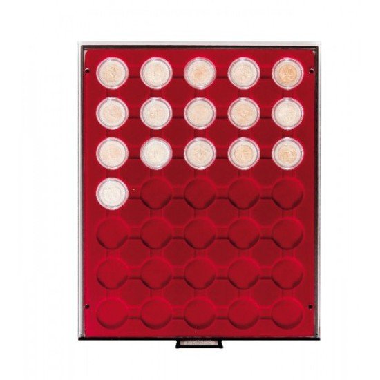 Lindner 2930 Bandeja 32 mm para monedas con 35 huecos redondos en cápsulas